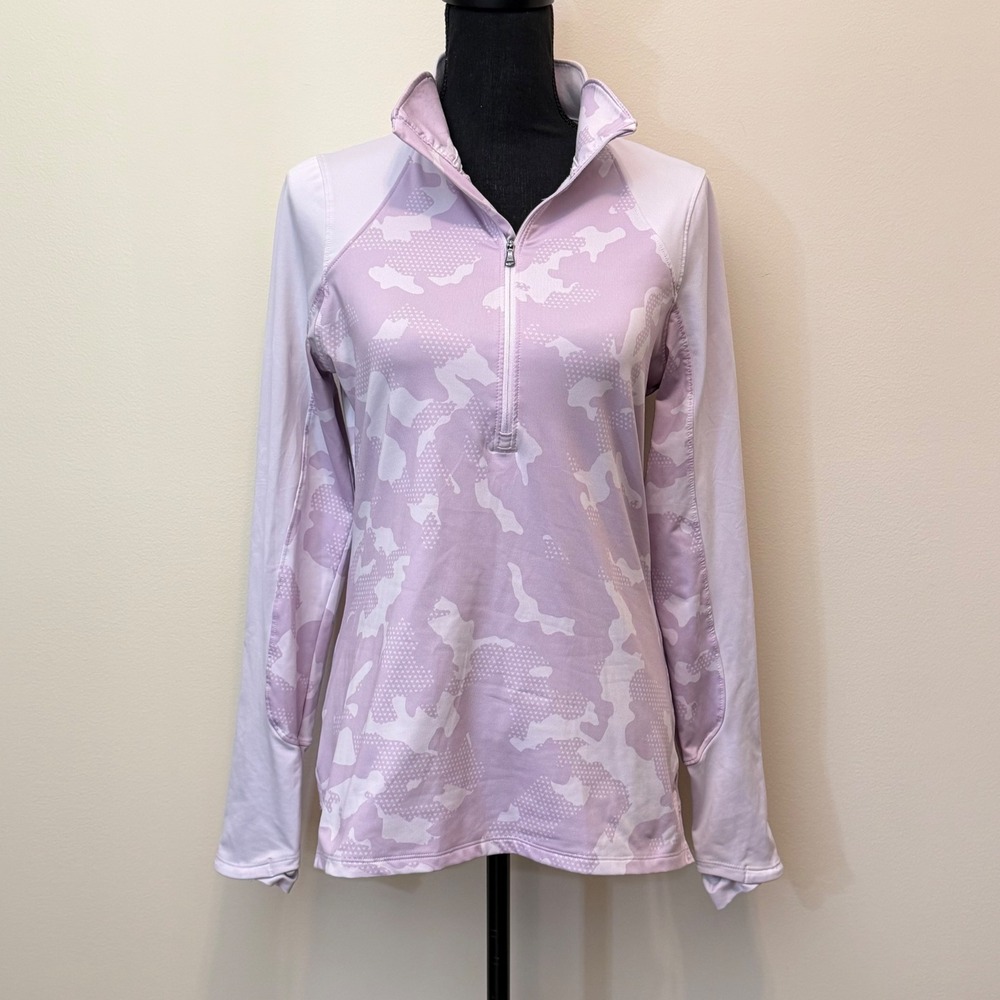Under Armour ColdGear Womens M Camo 1/2 Zip Pullover Purple Fitted Thumbholes